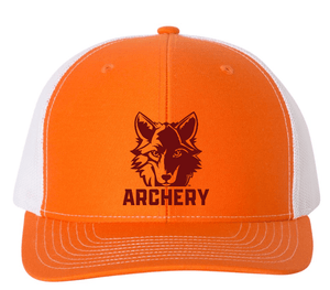 Custom Apparel - Screen Printing - Okemos Archery - Richardson Orange Embroidered Trucker Hat - Okemos Archery Winter 2022