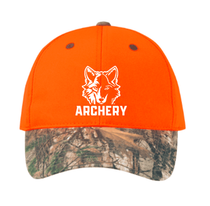 Custom Apparel - Screen Printing - Okemos Archery Spring 2023 - Enhanced Visibility Cap with Camo Brim - Okemos Archery Spring 2023