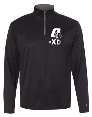 Custom Apparel - Screen Printing - Okemos Cross Country - Black Unisex Quarter Zip w/White Print - Okemos Cross Country
