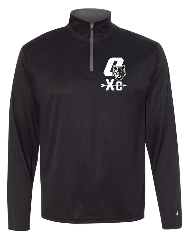 Custom Apparel - Screen Printing - Okemos Cross Country - Black Unisex Quarter Zip w/White Print - Okemos Cross Country