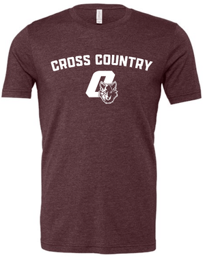 Custom Apparel - Screen Printing - Okemos Cross Country - Heather Maroon Unisex Shirt Cross Country Design - Okemos Cross Country
