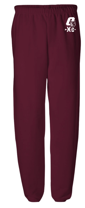 Custom Apparel - Screen Printing - Okemos Cross Country - Maroon Unisex Sweatpants w/White Print - Okemos Cross Country