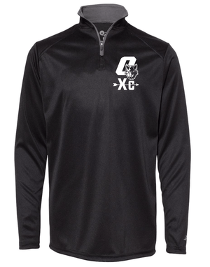 Custom Apparel - Screen Printing - Okemos Cross Country - Youth Black Quarter Zip w/White Print - Okemos Cross Country