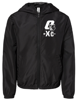 Custom Apparel - Screen Printing - Okemos Cross Country - Youth Black Windbreaker w/White Embroidery - Okemos Cross Country