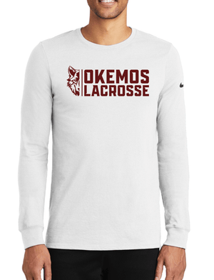 Custom Apparel - Screen Printing - Okemos Lacrosse - Nike - Dri - FIT Cotton/Poly Long Sleeve Tee - White - Okemos Lacrosse