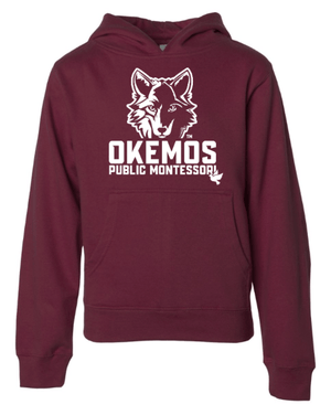 Custom Apparel - Screen Printing - Okemos Montessori - Youth Unisex Hoodie - Maroon - Okemos Montessori at Central