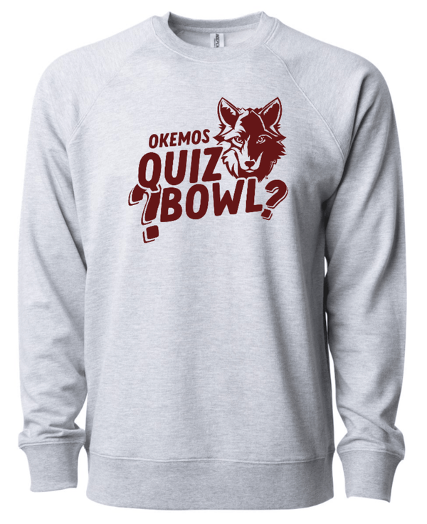 Custom Apparel - Screen Printing - Okemos Quiz Bowl - Unisex Adult Lightweight Sweatshirt - Okemos Quiz Bowl