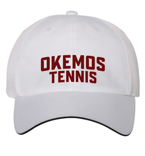 Custom Apparel - Screen Printing - Okemos Tennis - Adidas White Hat Script - Okemos Tennis