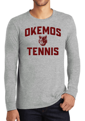 Custom Apparel - Screen Printing - Okemos Tennis - NIKE Grey Cotton Long Sleeve - Okemos Tennis