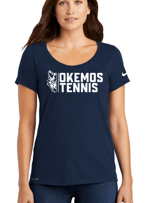 Custom Apparel - Screen Printing - Okemos Tennis - Nike - Ladies Dri - FIT Cotton/Poly Scoop Neck Tee - Okemos Tennis - 14074
