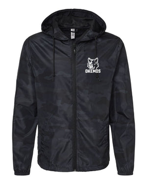 Custom Apparel - Screen Printing - Okemos Wolves - Adult Unisex Black Camo Embroidered Windbreaker - Shirts & Tops - Okemos Public Schools