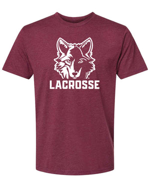 Custom Apparel - Screen Printing - Okemos Wolves Lacrosse - Unisex Adult Maroon T-Shirt - OHS - Lacrosse