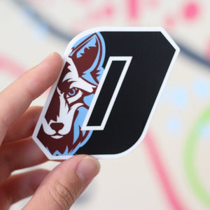 Custom Apparel - Screen Printing - Okemos Wolves - Slanted O with Wolf Sticker - Okemos Public Schools
