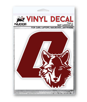 Custom Apparel - Screen Printing - Okemos Wolves - Wolf and O Car Decal - Okemos Public Schools
