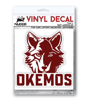Custom Apparel - Screen Printing - Okemos Wolves - Wolf and Okemos Car Decal - Okemos Public Schools