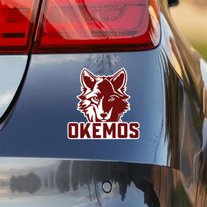 Custom Apparel - Screen Printing - Okemos Wolves - Wolf and Okemos Car Decal - Okemos Public Schools