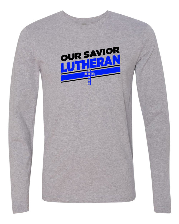 Custom Apparel - Screen Printing - Our Savior Lutheran Long Sleeve T-shirt (grey) - Our Savior Lutheran - Spring 2022