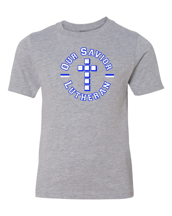 Custom Apparel - Screen Printing - Our Savior Lutheran Short Sleeve T-shirt Circle (Gray) - Our Savior Lutheran - Spring 2022