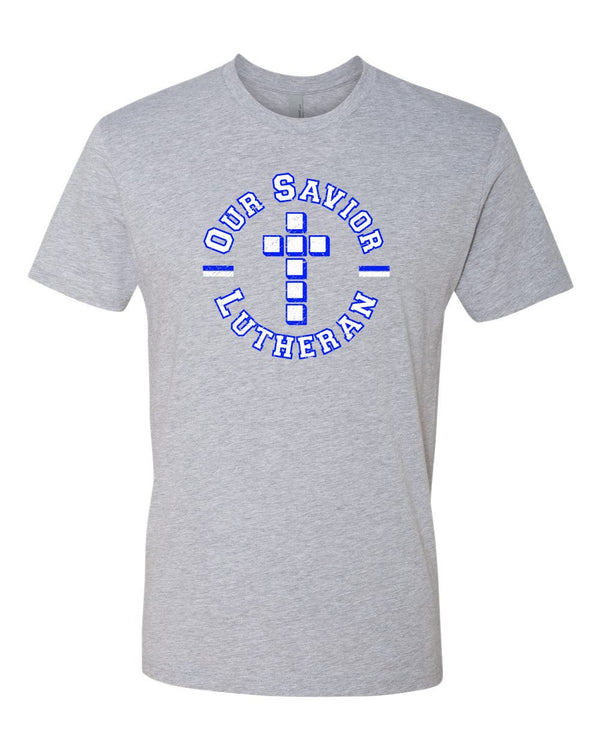 Custom Apparel - Screen Printing - Our Savior Lutheran Short Sleeve T-shirt Circle (Gray) - Our Savior Lutheran - Spring 2022