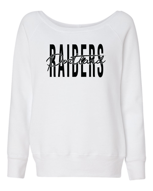 Custom Apparel - Screen Printing - Portland High School Seniors - Women's Wide Neck Sweatshirt - Portland Seniors