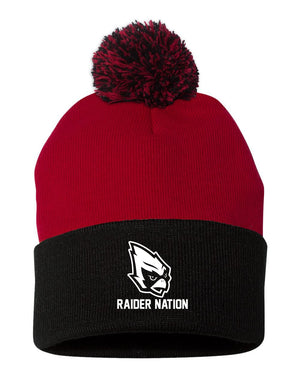 Custom Apparel - Screen Printing - Portland Junior Raiders - Embroidered Beanie w/Pom Pom - Portland Middle School