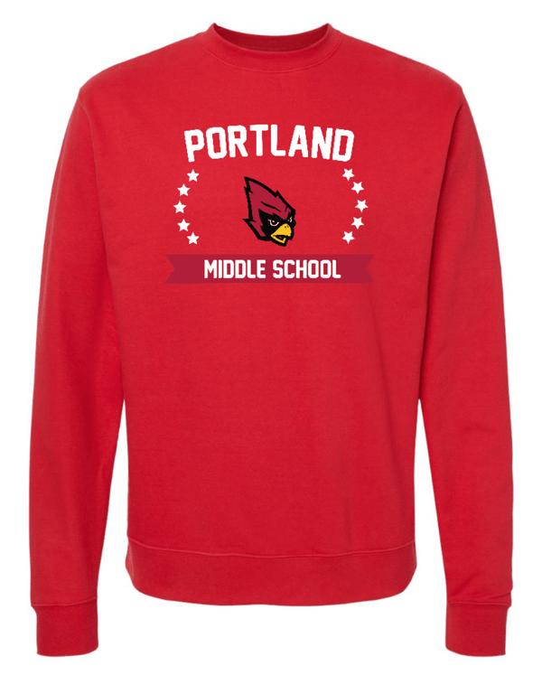 Custom Apparel - Screen Printing - Portland Middle School - Stars Crewneck Sweatshirt - Crew Neck Sweatshirt - Portland Middle School - 14072