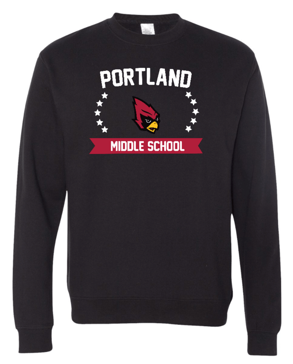 Custom Apparel - Screen Printing - Portland Middle School - Stars Crewneck Sweatshirt - Crew Neck Sweatshirt - Portland Middle School - 14072