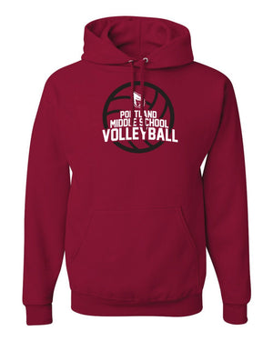 Custom Apparel - Screen Printing - Portland Middle School Sweatshirt (Red) - Portland Middle School Volleyball