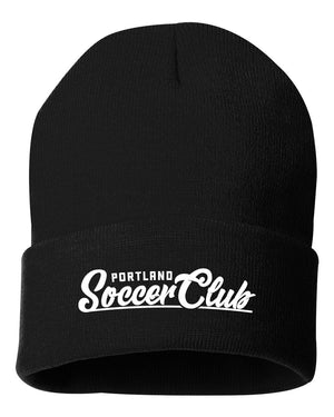 Custom Apparel - Screen Printing - Portland Soccer Club - Black Knit Beanie - Beanie - Portland Soccer Club