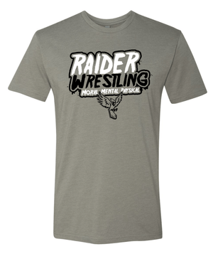 Custom Apparel - Screen Printing - Raider Wrestling MS - Unisex Adult Stone Grey T-Shirt - Raider Wrestling MS