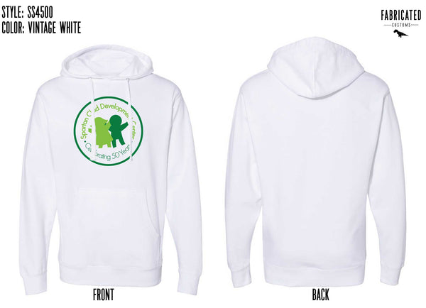 Custom Apparel - Screen Printing - SCDC - 50th Anniversary Unisex Hoodie - White - Hoodie - Spartan Child Development Center