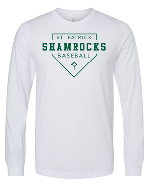 Custom Apparel - Screen Printing - St. Patrick Baseball – Unisex Heather CVC Long Sleeve Tee - St. Patrick Baseball 2023