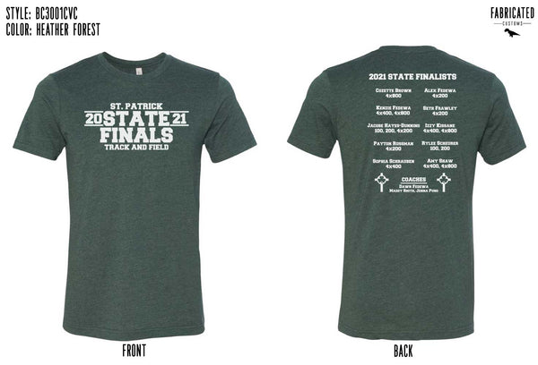 Custom Apparel - Screen Printing - St. Patrick Track & Field - State Finals Unisex T-shirt - T-Shirt - St. Pats track