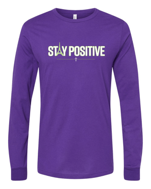 Custom Apparel - Screen Printing - Stay Positive - Adult Long Sleeve T-shirt (Blue, Purple, Grey) - Stay Positive