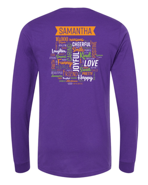 Custom Apparel - Screen Printing - Stay Positive - Adult Long Sleeve T-shirt (Blue, Purple, Grey) - Stay Positive