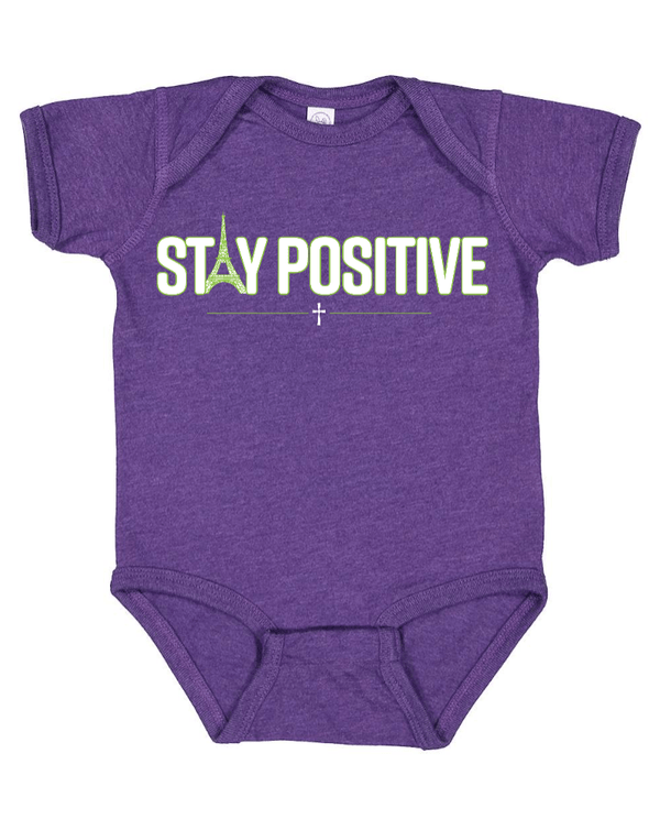 Custom Apparel - Screen Printing - Stay Positive - Onesie (Blue, Purple, Grey) - Stay Positive
