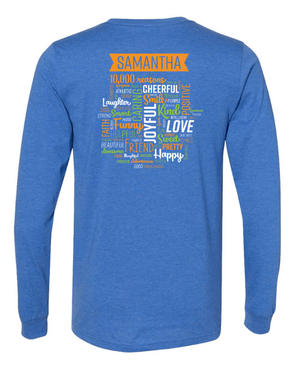 Custom Apparel - Screen Printing - Stay Positive - Youth Long Sleeve T-shirt (Blue, Grey) - Stay Positive