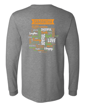 Custom Apparel - Screen Printing - Stay Positive - Youth Long Sleeve T-shirt (Blue, Grey) - Stay Positive
