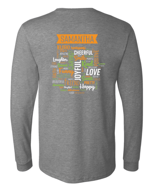 Custom Apparel - Screen Printing - Stay Positive - Youth Long Sleeve T-shirt (Blue, Grey) - Stay Positive