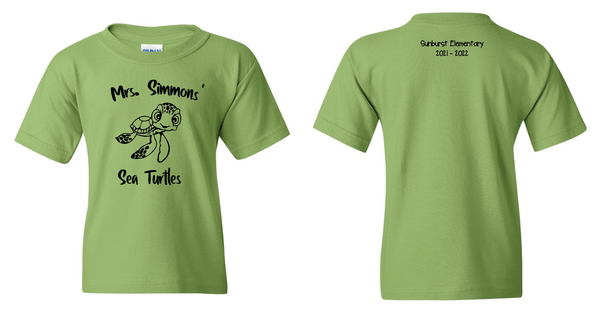 Custom Apparel - Screen Printing - Sunburst Elementary - Mrs. Simmon's Sea Turtles - Sunburst Classes