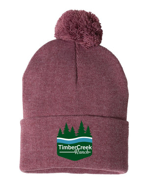 Custom Apparel - Screen Printing - Timber Creek Ranch - Pom Beanie w/Embroidered Logo - Timber Creek Ranch