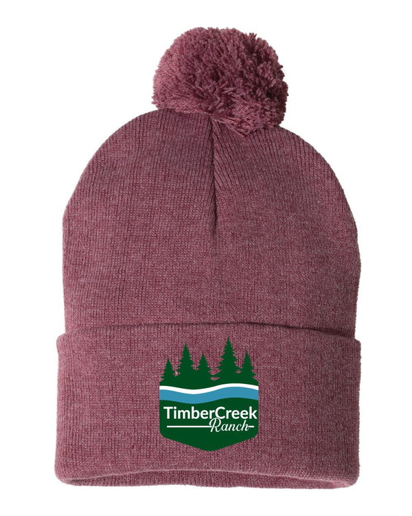 Custom Apparel - Screen Printing - Timber Creek Ranch - Pom Beanie w/Embroidered Logo - Timber Creek Ranch